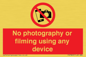 No photography or filming using any device